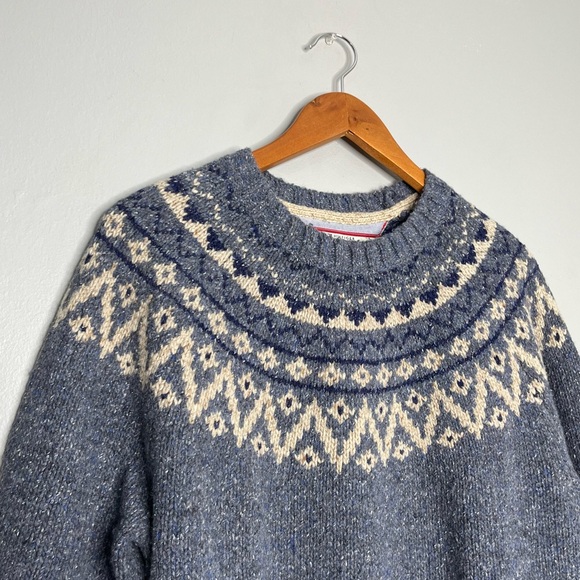 Tommy Hilfiger Blue Nordic Fair Isle Crewneck Wool Silk Sweater - Picture 4 of 6